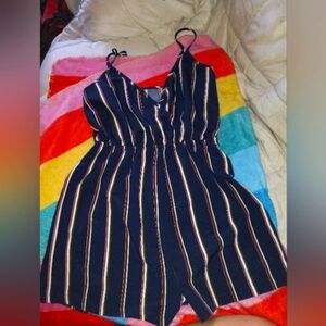 Navy blue striped romper sleeveless size medium/large